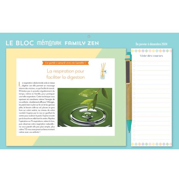 Calendrier marque-page 2024 Zen, 1 mois / page 