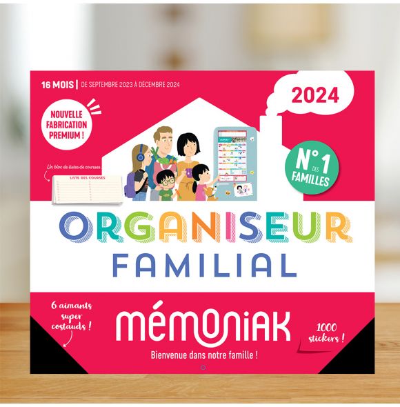 Mémoniak : Organiseur familial Mémoniak 2024, calendrier familial mensuel  (sept. 2023- déc. 2024) - Éditions 365